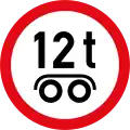 Vehicles exceeding 12 tonnes on a tandem axle / bogie axle prohibited