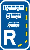 Start of a reserved lane for buses, midi-buses and mini-buses