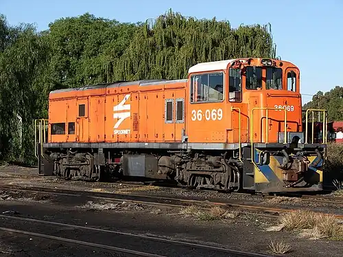 No. 36-069 in Spoornet orange livery at the Bloemfontein Locomotive Depot, 29 April 2013