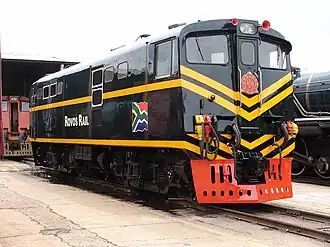 No. E1114 in Rovos Rail's livery at Capital Park, Pretoria, 5 October 2009