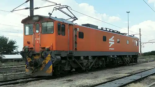 No. E7223 in Spoornet orange livery at Pyramid South, 11 March 2017