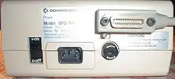 Rear of Commodore SFD 1001 floppy disk drive with IEEE 488 port