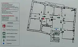 Image 8This safety plan of a small Italian business provides information regarding emergency instructions (earthquake and fire), emergency telephone numbers, escape routes and locations of first aid box and fire exstinguishers. (from Business)