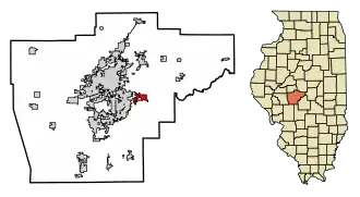 Location of Rochester in Sangamon County, Illinois.