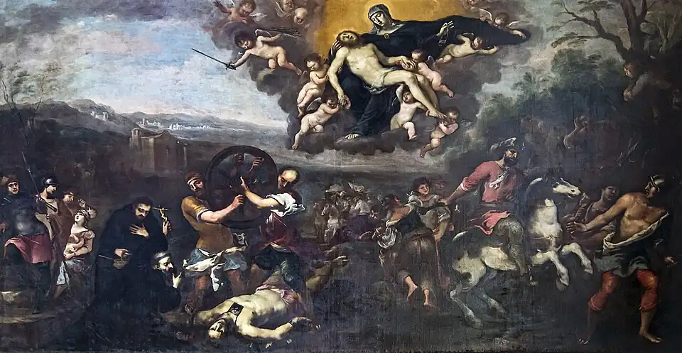 Virgin saves a condemned from breaking wheel, at Chiesa dei Servi, Padua