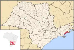 Location in the state of São Paulo and Brazil