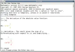 Mathomatic screenshot under Gnome Terminal