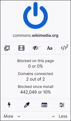 uBlock Origin pop-up interface as of version 1.27.6