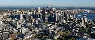 Aerial view of Downtown Seattle, 2025
