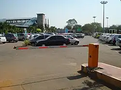 Barrier at the entrance to a parking lot