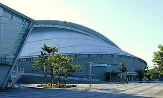 Outdoor view of the Sekisui Heim Super Arena in Rifu