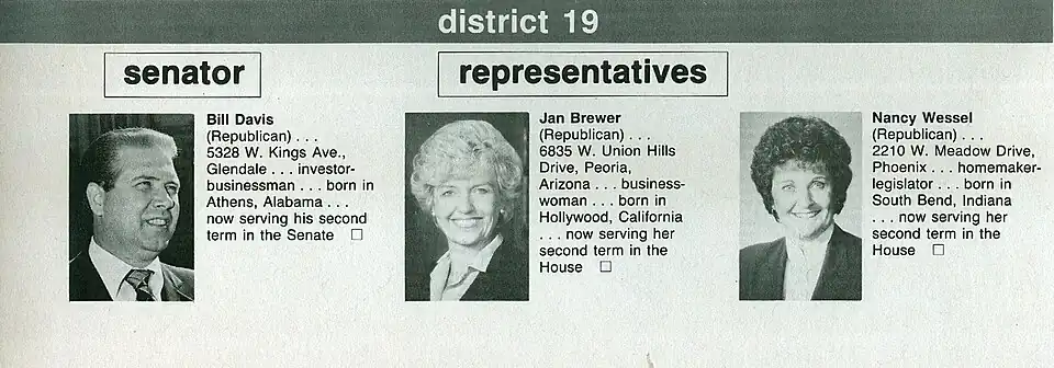 Davis Second Election Brochure with Rep Jan Brewer and Nancy Wessel