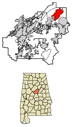 Location of Sterrett in Shelby County, Alabama.