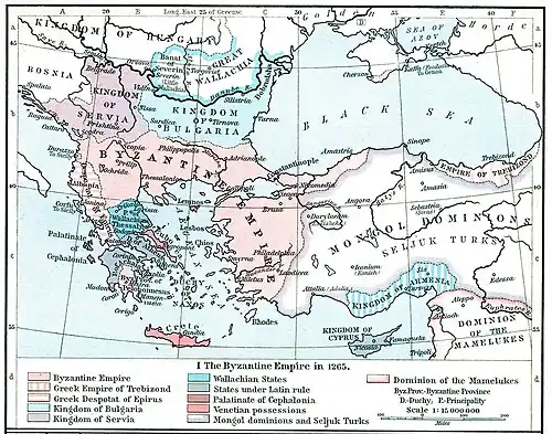 Map showing the Byzantine Empire and its neighbors.