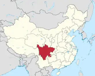 Location of Sichuan in China
