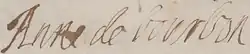 Anne-Geneviève de Bourbon's signature
