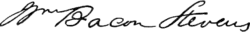 William Bacon Stevens's signature