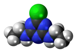 Space-filling model of simazine