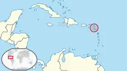 Location of Sint Eustatius (circled in red) in the Caribbean