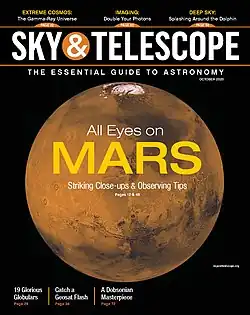 Magazine cover showing a detailed image of the planet Mars
