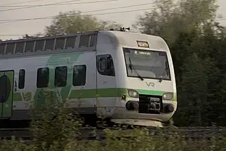 Sm4 train with a refreshed passenger information system on a main line service