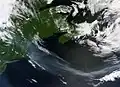 Smoke over New England and the North Atlantic Ocean.