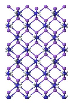 Ball and stick, unit cell model of sodium amide