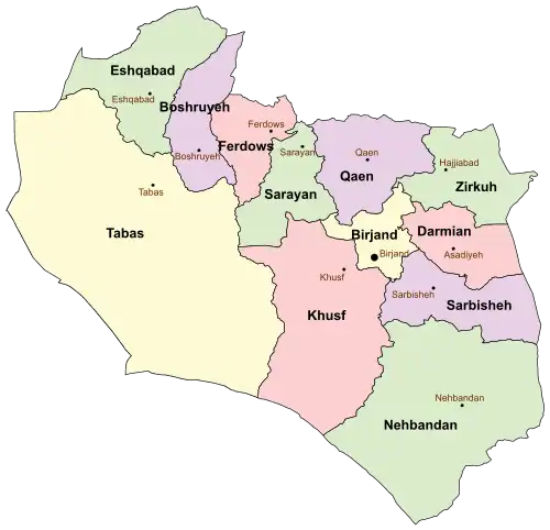 Counties of South Khorasan Province