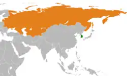 Map indicating locations of South Korea and Soviet Union