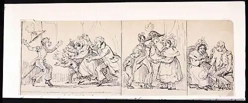 "Unge Sparf kommer hem till familjen, som färdig officer." Ink 1840