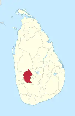 Map of Sri Lanka with Kegalle District highlighted