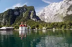 Image 39The St. Bartholomew's chapel on the Königssee in Bavaria is a popular tourist destination. (from Alps)