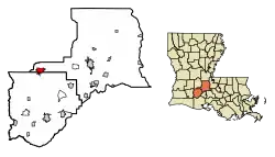 Location of Eunice in St. Landry Parish, Louisiana.