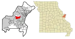 Location of Creve Coeur, Missouri