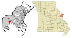 Location of Ellisville, Missouri