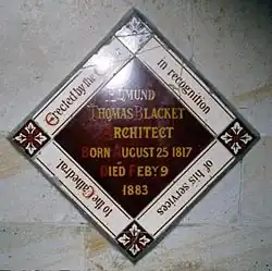 An enamel plaque of square shape, set obliquely, on one point in medieval tradition.