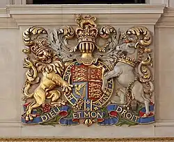 A modern form of the Royal Arms at St Bride's Church, London
