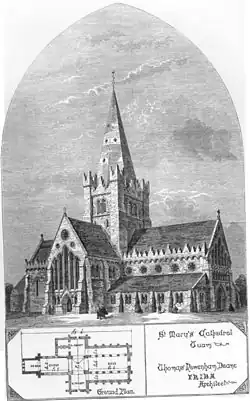 An engraving of St Mary's Cathedral, Tuam.