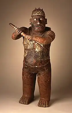 Standing Warrior, Mexico, Jalisco, Slip-painted ceramic sculpture, c. 200 BC–AD 300
