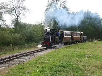 Dual gauge track in 2007. The 2 ft 6 in gauge rail has since been discontinued owing to the dominance of the 2 ft gauge.