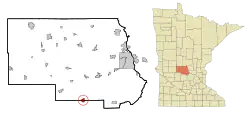 Location in Stearns County and the state of Minnesota
