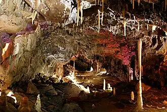 Decorated passage within Stump Cross Caverns