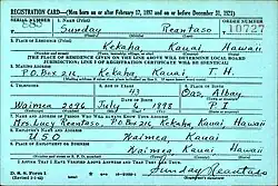 Military registration card