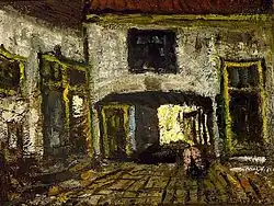 S. Robertson, Courtyard together with a Work by Johan Buning, before 1922, oil on panel, private collection