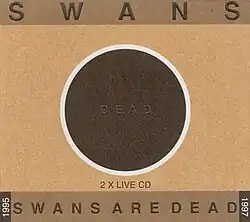 A black circle with a white outline on a cardstock background. The word "dead" is written in all caps in the center of the circle.