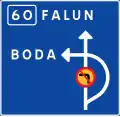 Advance direction sign diagrammatic indicating prohibition of left turning