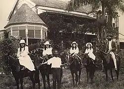 Sir Sydney Olivier with his four daughters on horseback, in Jamaica 1903