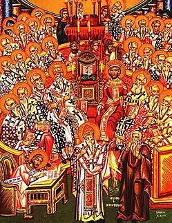 Image 18A depiction of the Council of Nicaea in AD 325, at which the Deity of Christ was declared orthodox and Arianism condemned (from Trinity)