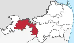 Map showing location of Tiruttani taluk (sub-district) in Tiruvallur district, Tamil Nadu, India