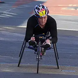 Tatyana McFadden competing in a wheelchair racing event
